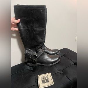 Fry black leather knee boots